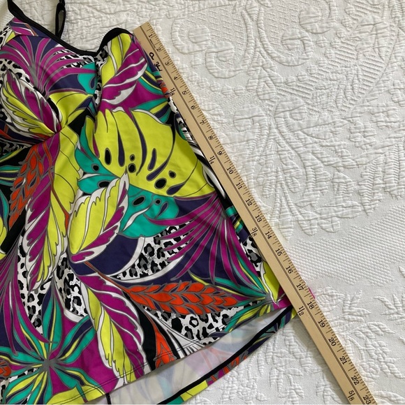 Cacique vibrant swim tankini swimsuit top size 44C underwire adjustable straps - Picture 2 of 9